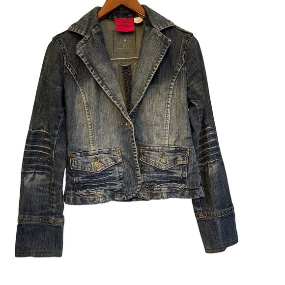 Custom App State Mountaineers Cropped Denim Jacket Vintage Style XS 🤍🖤💛 - Picture 2 of 9